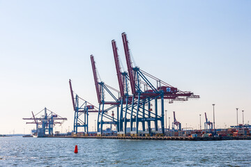 Container cranes at a port