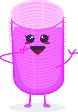Happy bang hair curler roler peace character vector