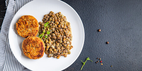 carrot cutlet lentils garnish vegan or vegetarian food bean legumes healthy meal diet snack on the table copy space food background rustic keto or paleo diet veggie