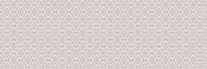 Background pattern with abstract decorative ornament on gray background. Seamless wallpaper texture. Vector illustration