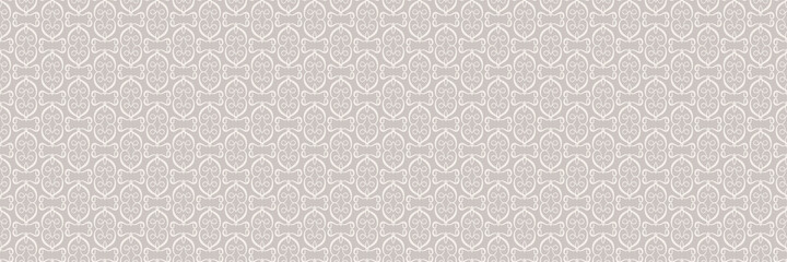 Background pattern with abstract decorative ornament on gray background. Seamless wallpaper texture. Vector illustration