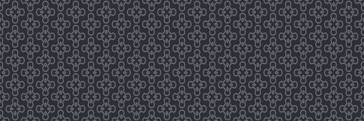 Modern background pattern with abstract gray ornament on black background. Vector image