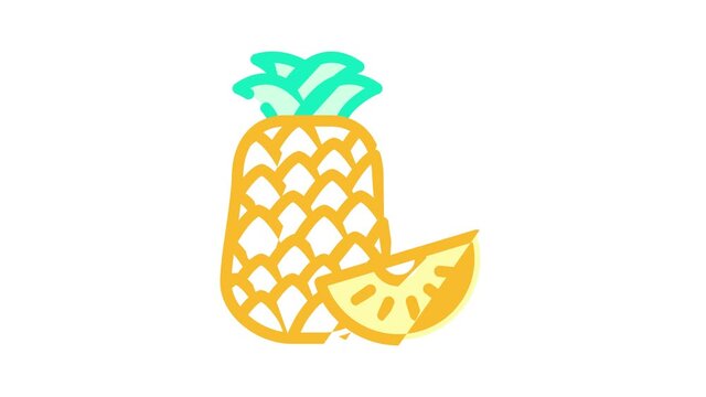 pineapple fruit animated color icon pineapple fruit sign. isolated on white background