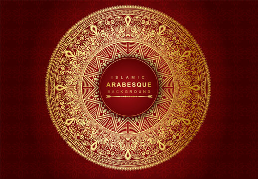 Luxury Mandala Islamic Background with Golden Arabesque Pattern