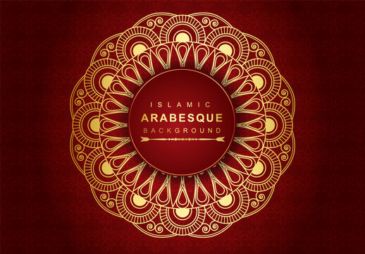 Luxury Mandala Islamic Background with Golden Arabesque Pattern