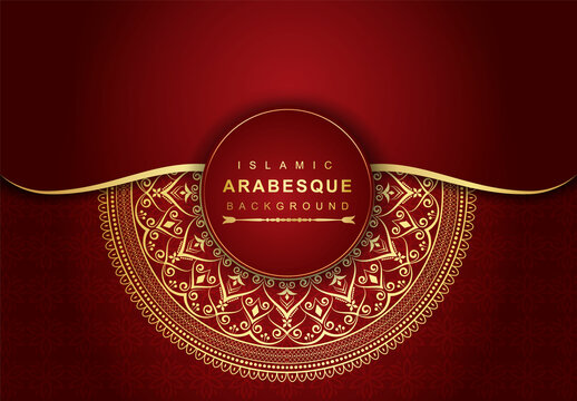 Luxury Mandala Islamic Background with Golden Arabesque Pattern