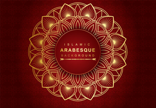 Luxury Mandala Islamic Background with Golden Arabesque Pattern