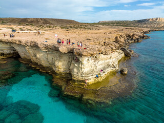 Obraz premium Cyprus - Amazing coast line near Ayia Napa from drone view