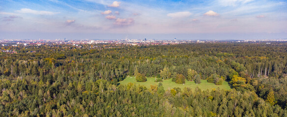Perlacher forst forest with Munich in the background