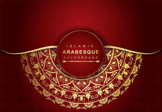 Luxury Mandala Islamic Background with Golden Arabesque Pattern