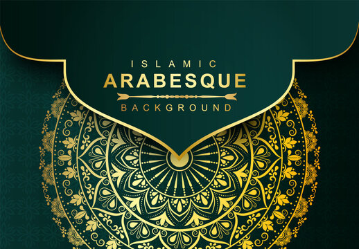 Luxury Mandala Islamic Background with Golden Arabesque Pattern