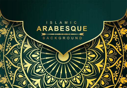 Luxury Mandala Islamic Background with Golden Arabesque Pattern