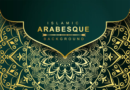 Luxury Mandala Islamic Background with Golden Arabesque Pattern