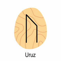 Old rune Uruz, ancient Scandinavian alphabet vector illustration, hand drawn typography, occult letters, mystical signs, esoteric concept