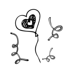 Different balloons. Inflatable balls on a string. 