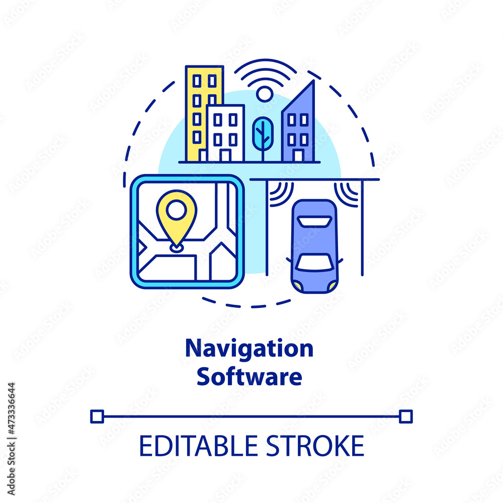 Poster navigation software concept icon. public transportation. digitalization of transport system abstract