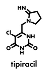Fototapeta premium Tipiracil cancer drug molecule (thymidine phosphorylase inhibitor). Skeletal formula.