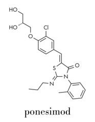 Ponesimod anti-inflammatory drug molecule (S1PR1 modulator). Skeletal formula.