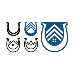 Obraz premium house logo with horseshoe icon vector