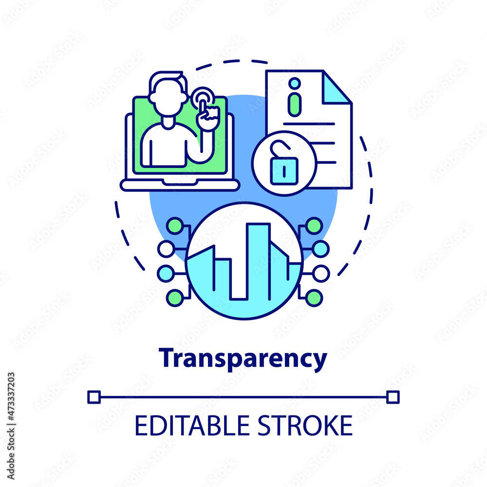Poster transparency concept icon. urban management. public access to urban services information abstract id