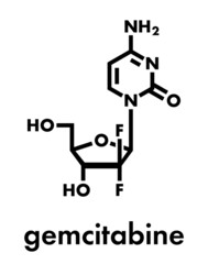 Gemcitabine cancer chemotherapy drug molecule. Skeletal formula.