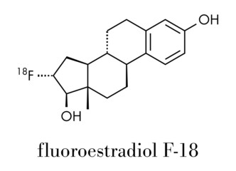 Fluoroestradiol F-18 diagnostic molecule. Skeletal formula.