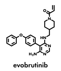 Evobrutinib drug molecule. Skeletal formula.