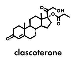 Clascoterone drug molecule. Skeletal formula.
