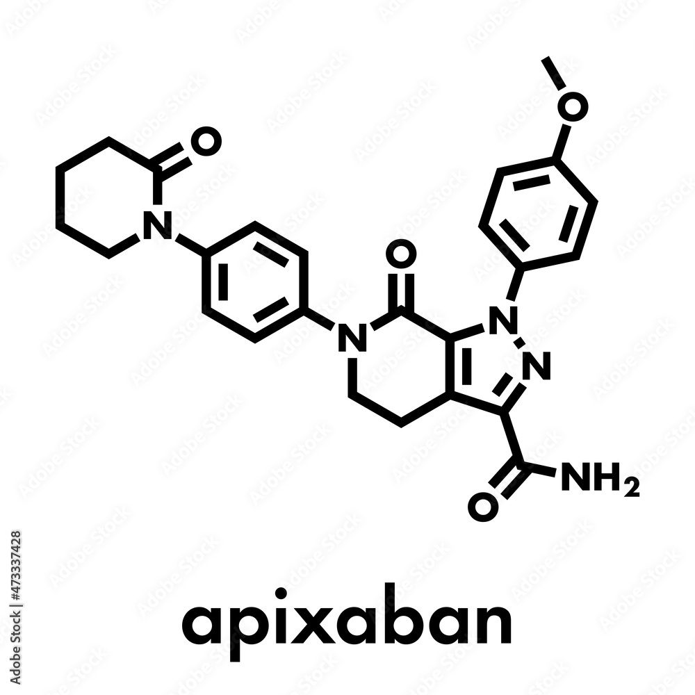 Canvas Prints apixaban anticoagulant drug molecule (direct fxa inhibitor). skeletal formula.