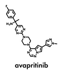 Fototapeta premium Avapritinib cancer drug molecule. Skeletal formula.