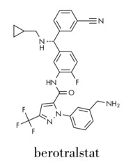 Berotralstat hereditary angioedema drug molecule. Skeletal formula.