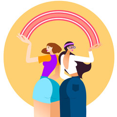 women with a rainbow that stands for the chronic pain community