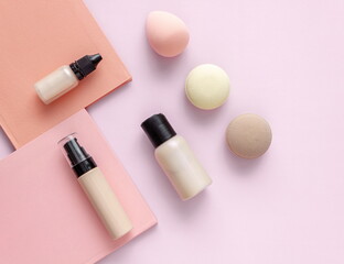 Obraz premium Decorative cosmetics ,fase foundation and concealer,make up,flat layot