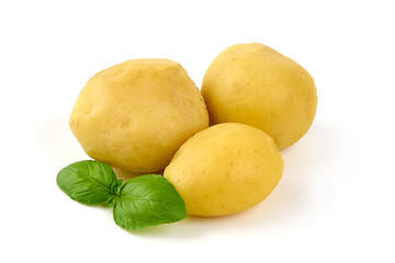 Boiled potato, isolated on white background.
