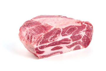 Pork shoulder butt, isolated on white background.