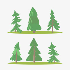 Christmas tree in different styles. Vector set of stylized illustrations