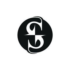 monogram S arrow logo design, circle style 