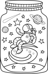 Coloring page for children and adults. Cosmic fantasy