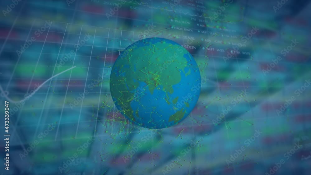 Poster animation of globe over data processing