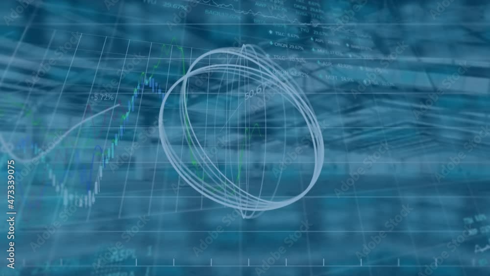 Poster animation of data loading bar over financial data processing