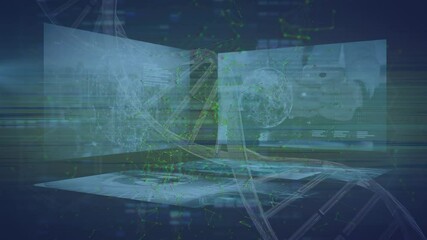 Animation of interference over dna strand and data processing - Powered by Adobe