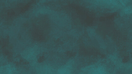 Watercolor deep grunge teal green background painting. Liquid emerald color old backdrop. Stains on paper