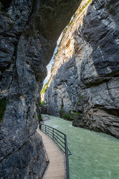 River flowing through Aare gorge at Meiringen, Bernese Oberland, Switzerland