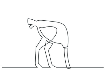 Continuous line drawing of ostrich burying his head in the sand to avoid danger. Ostrich syndrome. Minimalist black linear design isolated on white background. Vector illustration