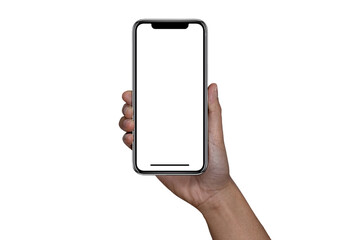 Smartphone similar to iphone 12 with blank white screen for Infographic Global Business Marketing...