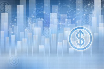 2d rendering dollar business graph background
