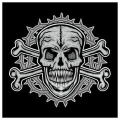 Gothic sign with skull and bones, grunge vintage design t shirts