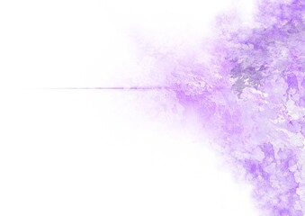 Fototapeta premium Pink purple water colour abstract background on right hand side with horizontal water color stripe and copy space for text on white background