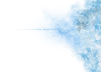 White and blue background with fine line in middle - water colour - copy space for text