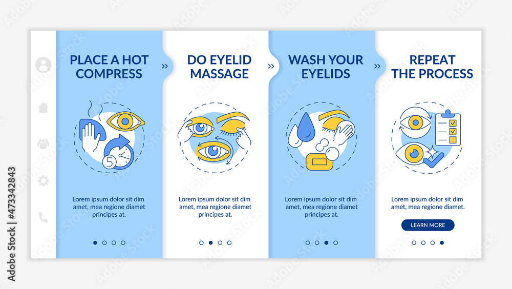 Poster eye surgery blue and white onboarding vector template. preparing eyes. responsive mobile website wit
